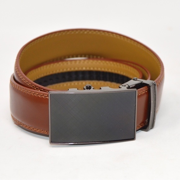 Mio‎ Marino Tartan Linxx Ratchet Belt, Tan Genuine Leather - Picture 1 of 10